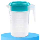 Jarra de Agua con Tapa 1L, Hecha de Plástico Resistente, Asa Ergonómica para Facilitar el Uso, Hermética