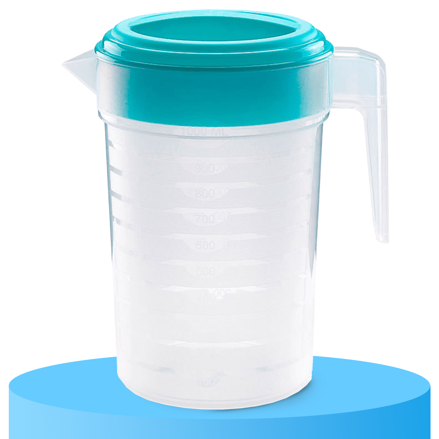 Jarra de Agua con Tapa 1L, Hecha de Plástico Resistente, Asa Ergonómica para Facilitar el Uso, Hermética