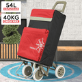 Carro Compra Plegable con Bolsillo Térmico para Congelados, Carro Plegable con Ruedas, Bolsillo Trasero con Cremallera, 2 Compartimentos Extra en Total, Con Capacidad de hasta 54 Litros y 40 Kg de Carga Máxima