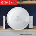 Plato Microondas Universal Giratorio, Plato Microondas con 3 Fijadores para evitar Movimientos no deseados, Cristal Resistente pensado para Resistir Altos Contrastes de Temperatura, Fácil Limpieza
