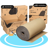 packer PRO Caja Cartón para Mudanzas y Almacenaje Ultra Resistentes con Asas, Cartón Resistente de Máxima Durabilidad, Tamaño Ideal para Mudanzas y Almacenaje de Libros, Objetos y Ropa, Asas Laterales para Manejo Fácil y Seguro