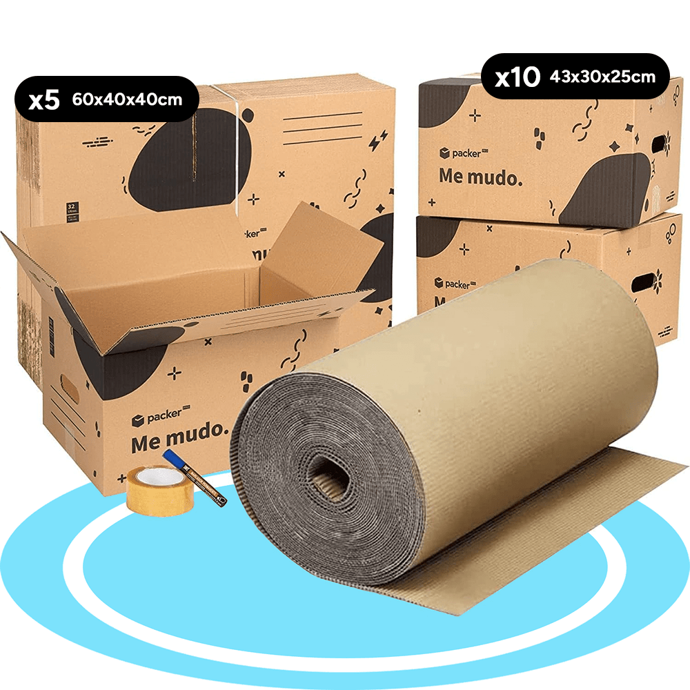 packer PRO Caja Cartón para Mudanzas y Almacenaje Ultra Resistentes con Asas, Cartón Resistente de Máxima Durabilidad, Tamaño Ideal para Mudanzas y Almacenaje de Libros, Objetos y Ropa, Asas Laterales para Manejo Fácil y Seguro
