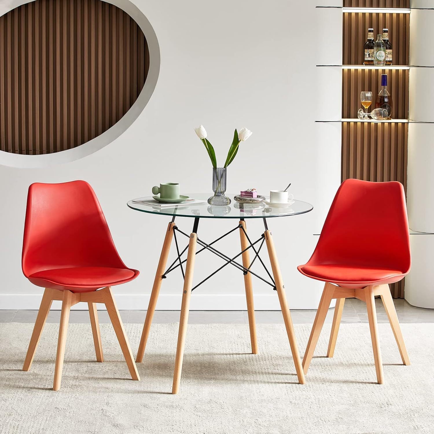 1/2/4/6 Unidad Sillas para Comedor, Sillas para Cocina con Asiento Blando, Tapizado y Patas Resistentes de Madera de Haya, Sillas Nórdicas