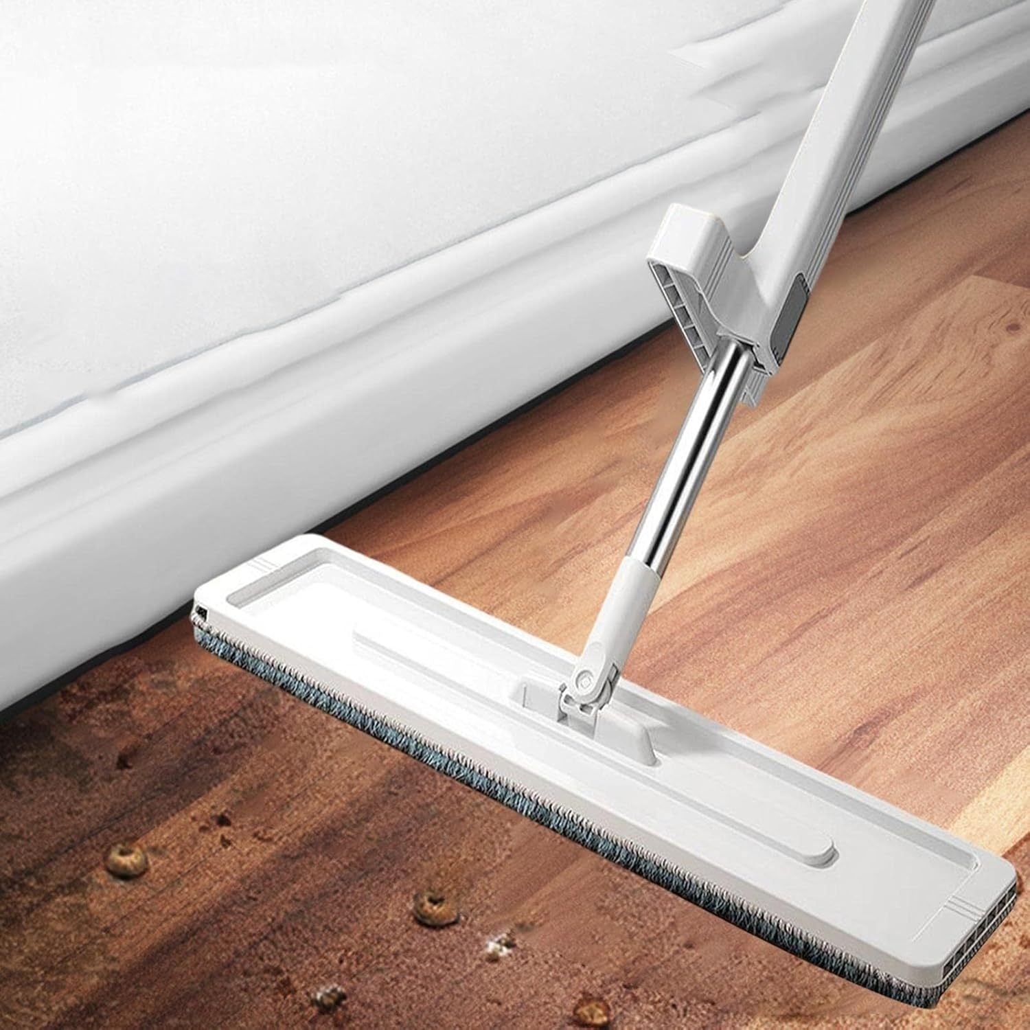 Fregona Escurre Facil de Microfibra con 2 Almohadillas Reutilizables, Fregona Plana, Auto Exprimible, Uso sin Esfuerzos, Ideal para Limpieza de Cocina, Baño, Suelos, Paredes, Cristales y Coche