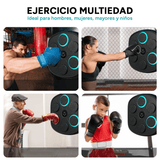 Tablero de Boxeo Electrónico, Máquina de Boxeo Musical con 9 Velocidades / Modos, Incluye Guantes, Zona de Golpeo Blanda y Flexible, Resistente a los Golpes, Velocidad Ajustable, Perfecto para Ejercicio en Interiores, Fácil Instalación y sin Taladros