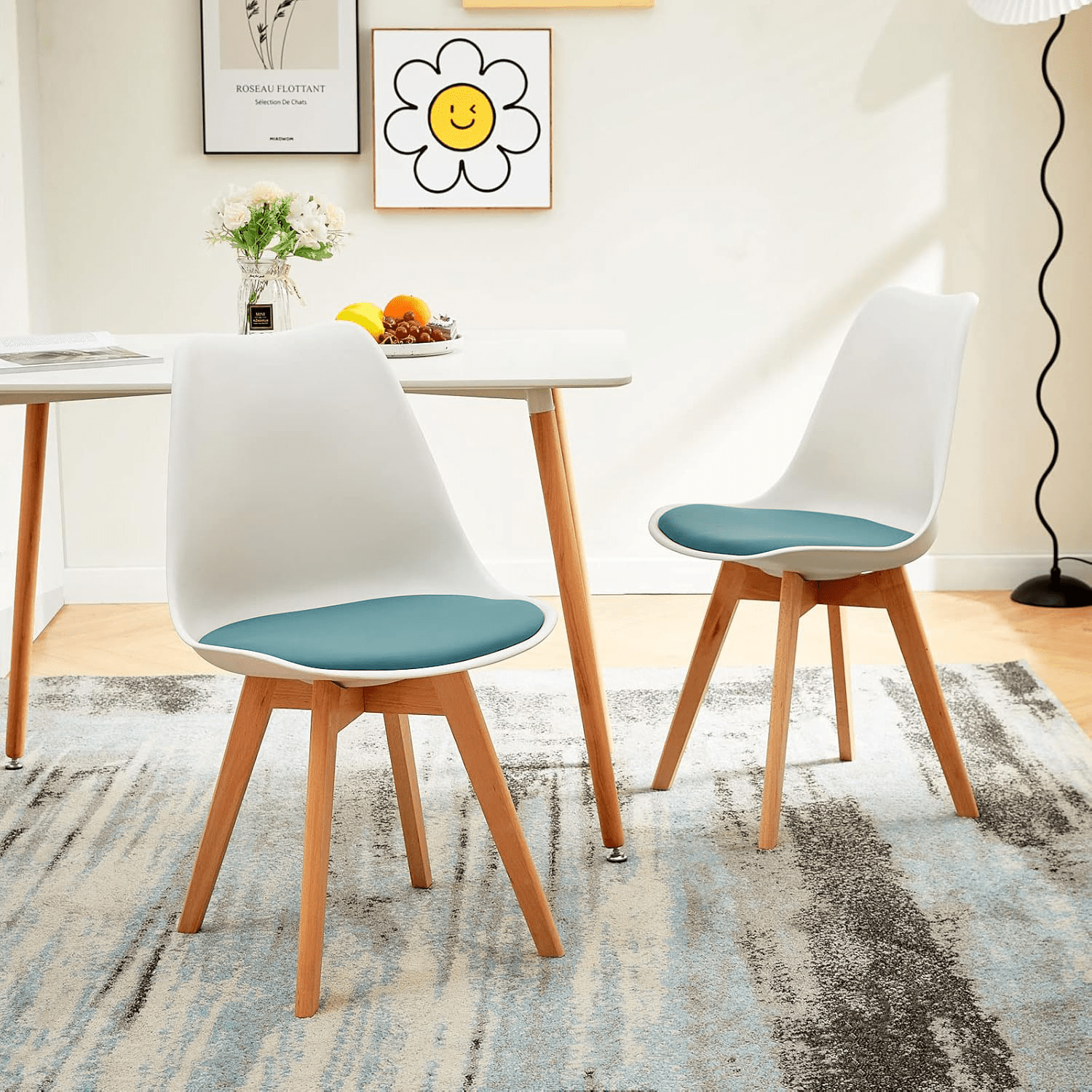 1/2/4/6 Unidad Sillas para Comedor, Sillas para Cocina con Asiento Blando, Tapizado y Patas Resistentes de Madera de Haya, Sillas Nórdicas