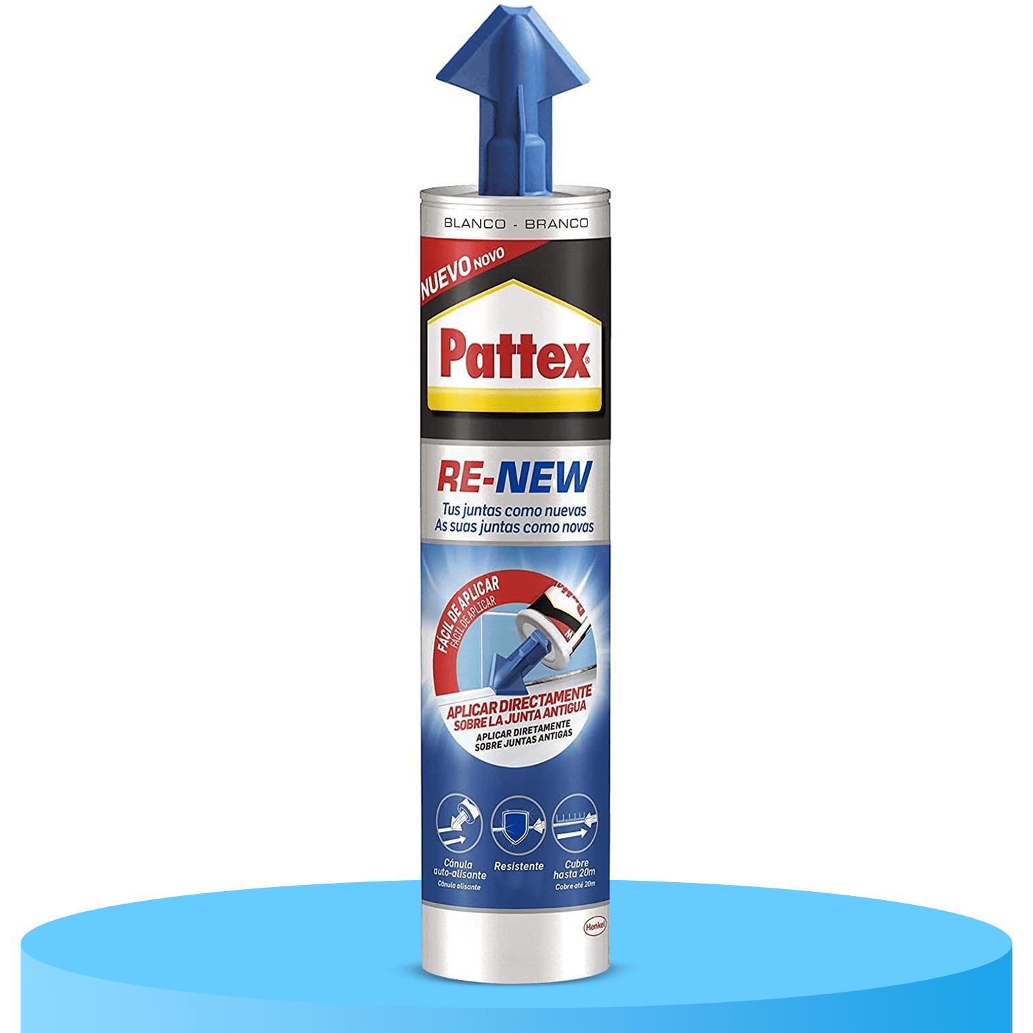 Pattex RE-NEW, Silicona Blanca para Baños, Blanqueador de Juntas, Sellador Universal Impermeable con Triple Resistencia, 280ml