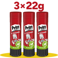 Pritt Barra Pegamento, Barra Adhesiva, Cola Universal de Adhesión Fuerte para Manualidades, 3 Barras de 22g