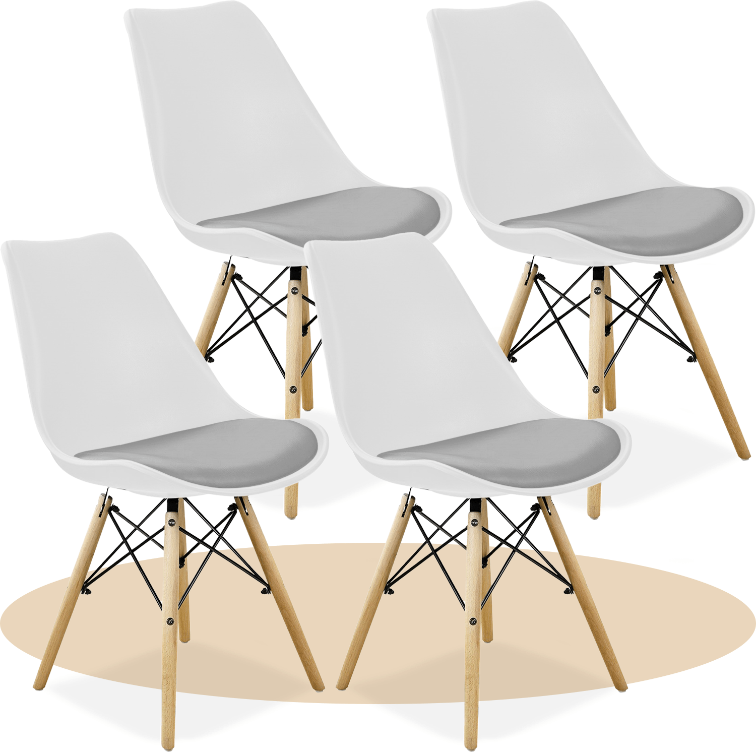 Sillas para Comedor, Sillas para Cocina con Asiento Blando, Tapizado y Patas Resistentes de Madera de Haya, Sillas Nórdicas Minimalistas, 49.5 x 44 x 79.5 cm
