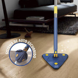 Mopa Triangular Limpieza Giratoria 360 para Limpiar Suelos, Paredes, Ventanas, Techos y Muebles. Fregona Triangular Microfibra, Función Autoescurrible, Incluye 2 Recambios. Cabezal de 27 x 27 x 27 cm, con un Mango Extensible de hasta 130 cm.