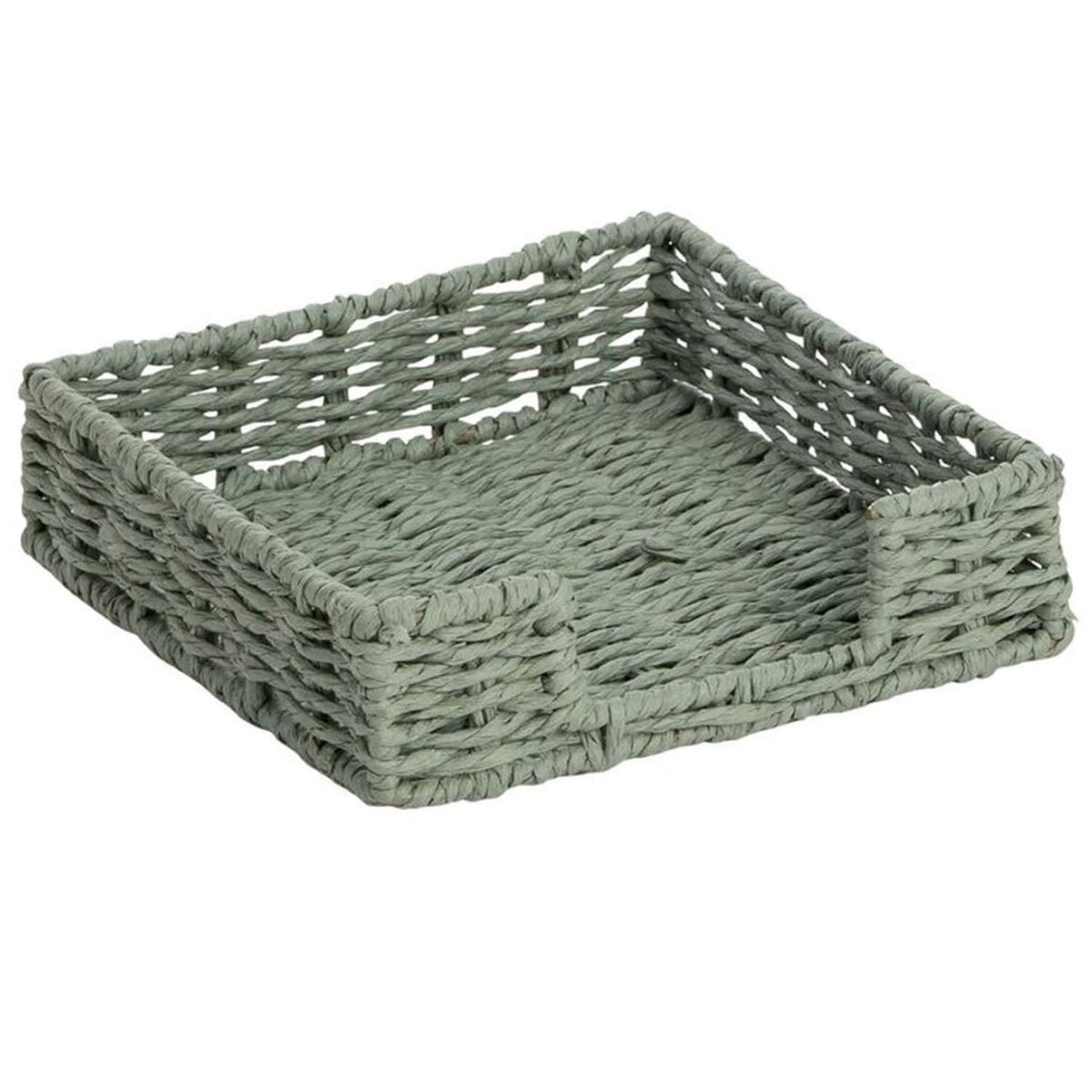 Servilletero de Mesa Tejido, para Organizar Servilletas en Cocina y Comedor, Diseño Decorativo de Estilo Natural, Color Gris, 18 x 18 x 5 cm