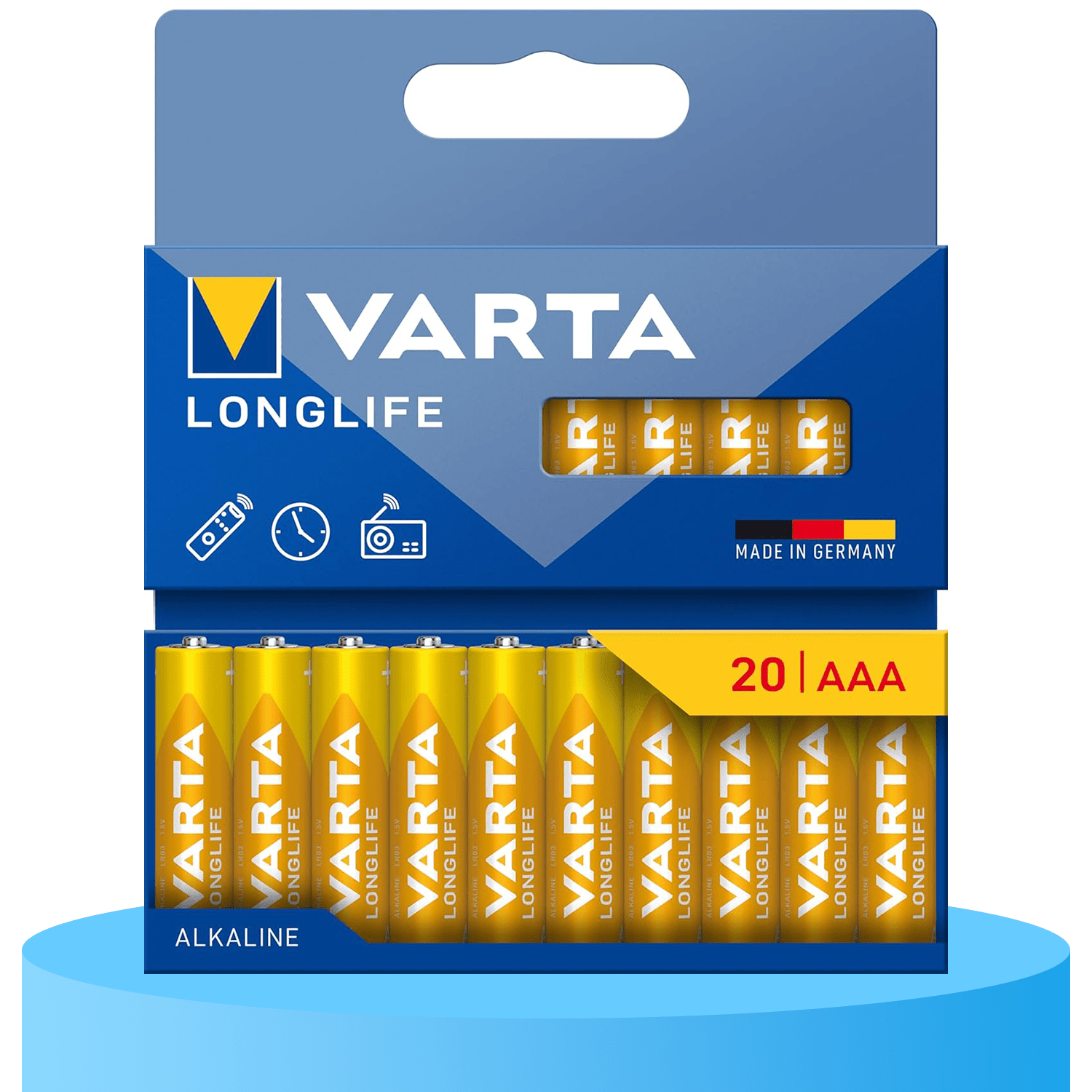 Pilas AAA Alcalinas de Alto Rendimiento, VARTA Longlife, Ultra Larga Duración, Energía Continua, Ideal para Controles Remotos, Juguetes Electrónicos, Linternas, Lámparas, Relojes, Cámaras y Otros Dispositivos de Uso Diario - VARTA