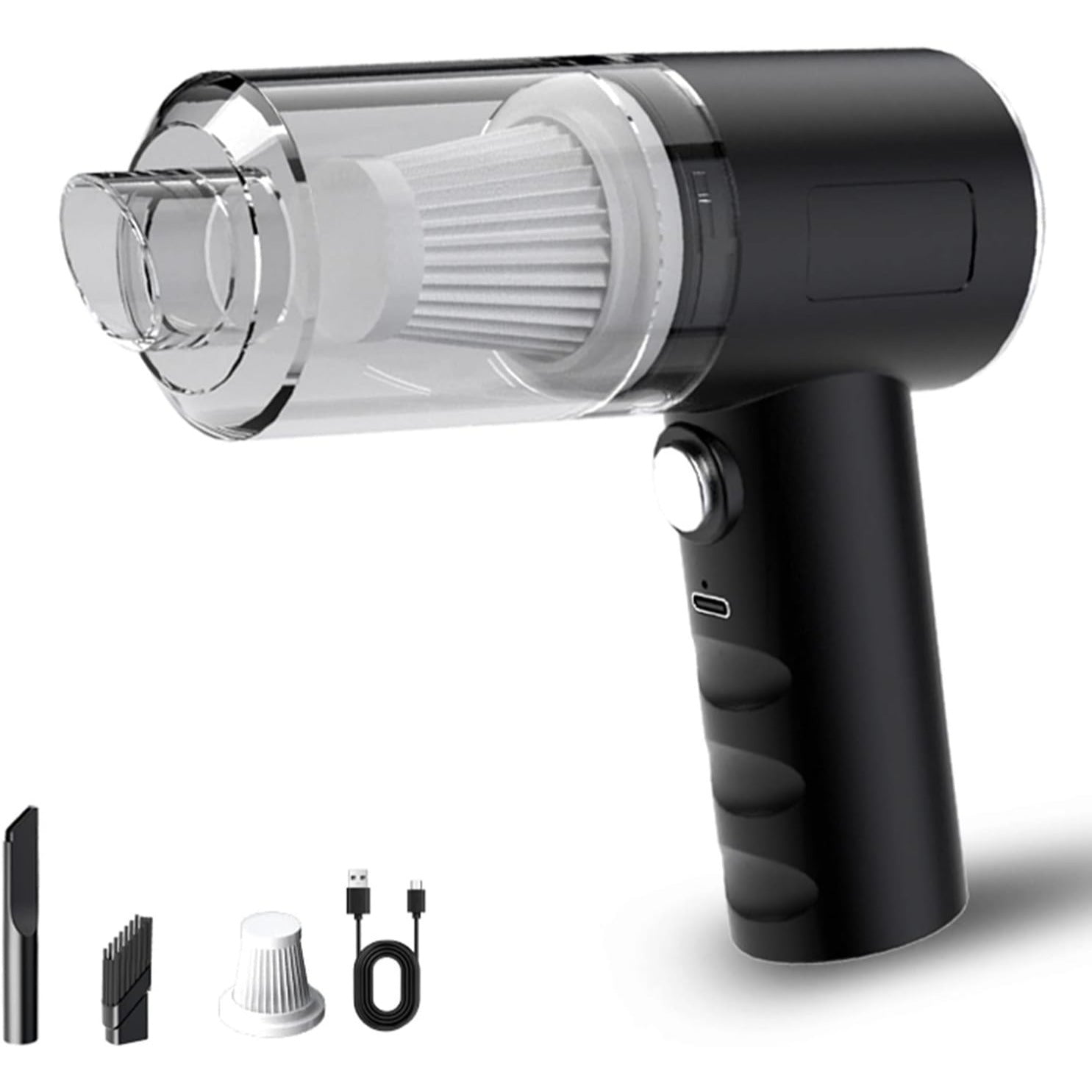 Aspiradora y sopladora de mano inalámbrica de 120 W, con filtro plegable, accesorios multifuncionales, para teclado, pelo, interior del automóvil, 16.3 x 15.5 cm