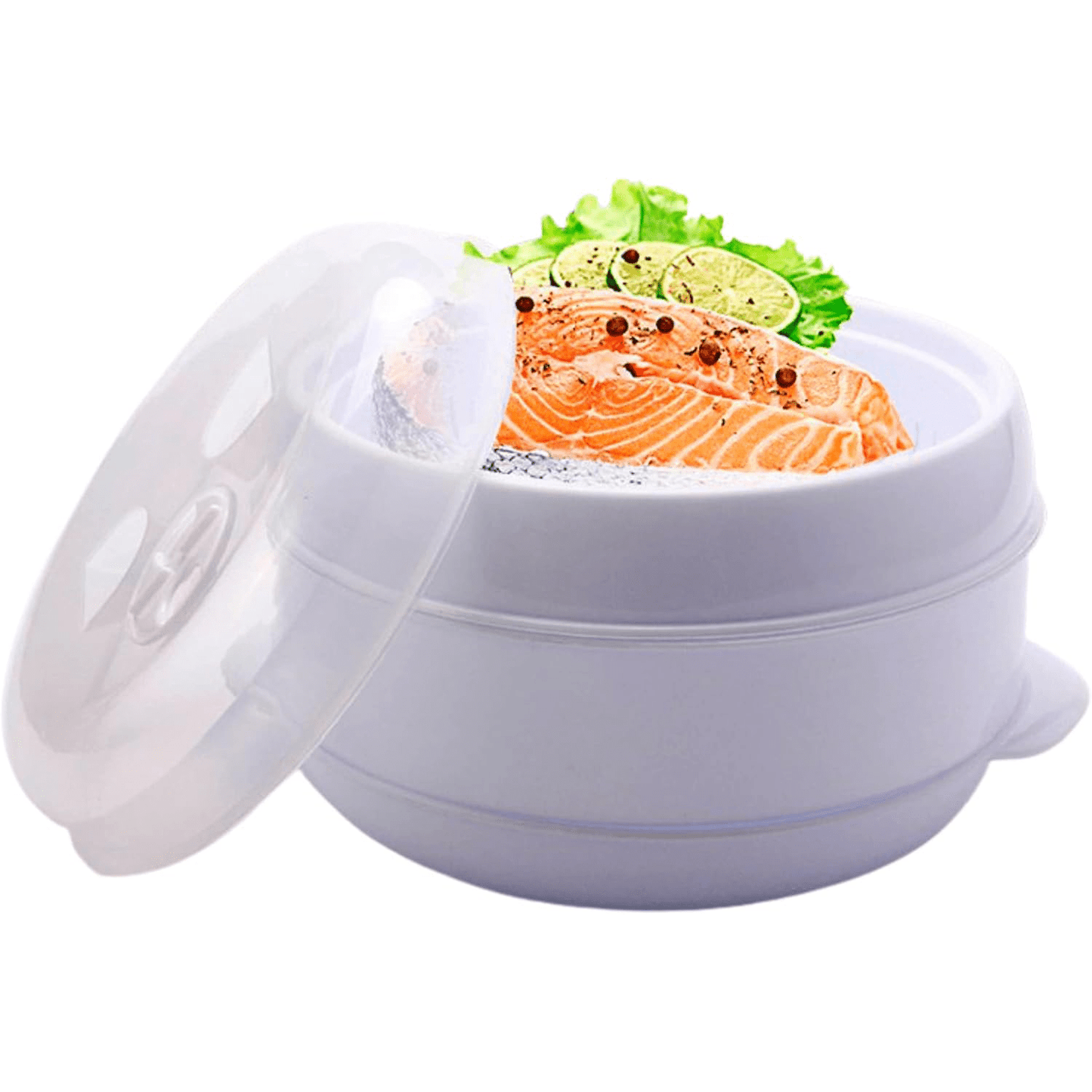 Vaporera Microondas, Cocina al Vapor en el Microondas sin Aceites y sin Grasa, Rápido y Fácil de Usar, Cocina Recetas Sanas en un Instante, Ideal para Verduras, Arroz y Pescado