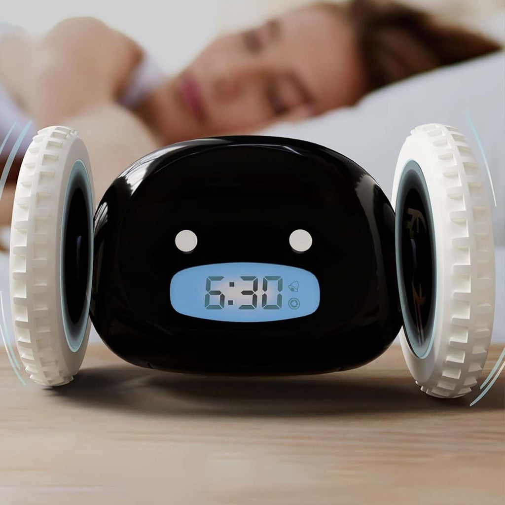 Reloj Despertador Ruedas, Reloj Despertador Muy Ruidoso perfecto para Dormilones con Sueño Profundo, Despertador Digital con Movimiento, Funciona con 4 Pilas AAA (No Incl.)