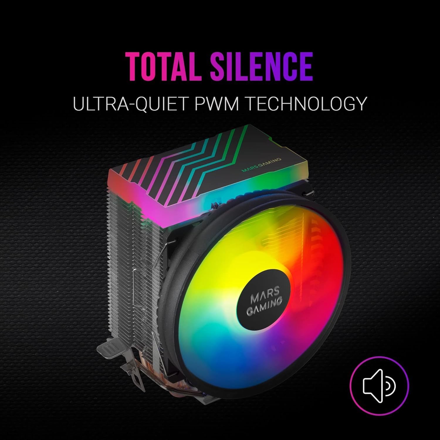 Mars Gaming, MCPU33, Disipador CPU Dual FRGB, 3 Heatpipes HCT, TDP 140W, Ventilador Ultra-silencioso PWM 11 cm, Color Negro