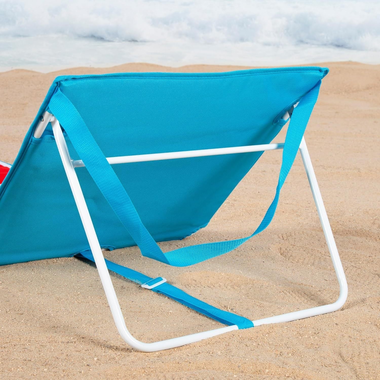Esterilla Playa con Respaldo, Acolchada, Soporta 110 kg, Plegable, Estructura Acero, Tejido Oxford, Asa Hombro de Transporte, Tumbona Reclinable, 155 x 52 x 40 cm, Multicolor