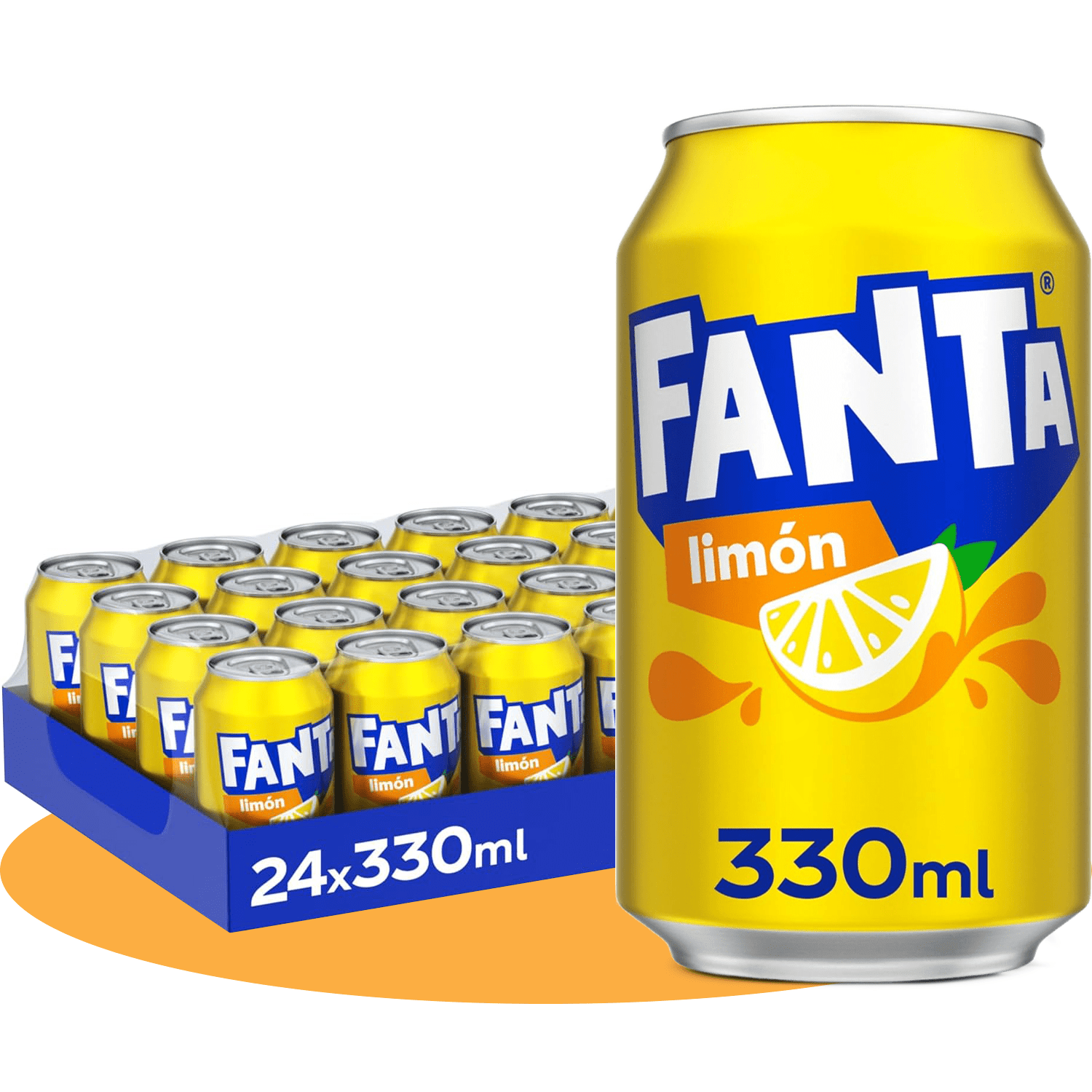 Fanta Limón, Refresco con 6% de Zumo de Limón, Bajo en Calorías, Pack Ahorro de 24 Latas de 330ml