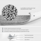 Fregona y Cubo de Limpieza Escurridor con Compartimentos, Cabezal Plano y Flexible Rotación 360. Cubo Escurrefacil. Ideal para Limpiar Suelos, Paredes, Techos, Ventanas, Incluye Recambios Extra