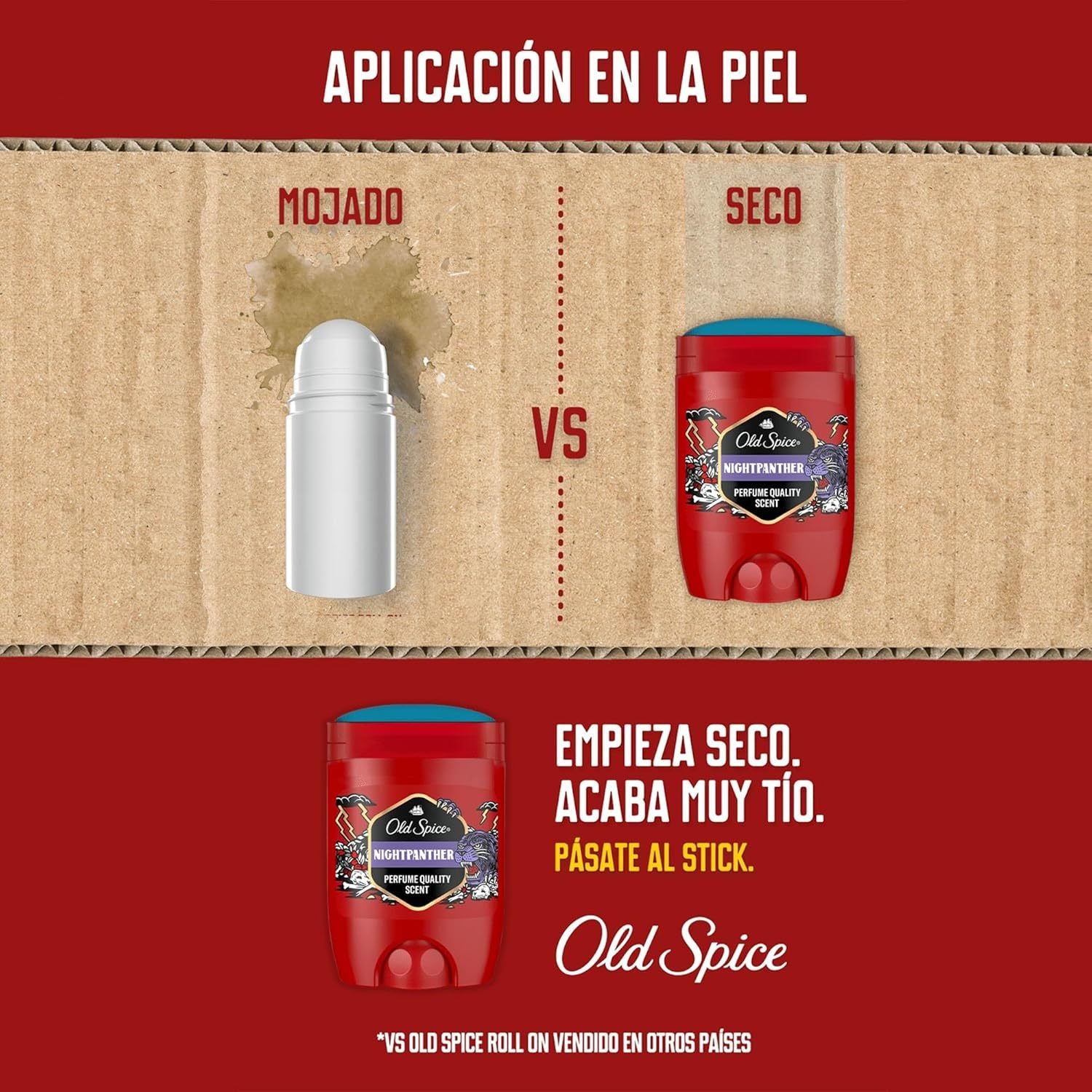 Old Spice Night Panther Pack 6 Desodorante en Barra Para Hombres, Fresco 24 Horas, Ideal para Uso Diario, Perfume Duradero, Sin Aluminio, Fragancia Excepcional a Chocolate Negro y Vainilla, Protección Contra El Mal Olor, 50ml por Barra