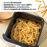 x50 Papel Freidora Aire, Papel Antiadherente, Resistente e Impermeable, Ideal para Freidoras sin Aceite, Papel Air Fryer Cuadrado, 20 cm