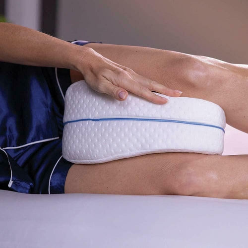 Almohada Piernas y Rodillas con Espuma de Memoria, Alivia Dolor de Espalda, Cadera y Articulaciones, Ideal para Dormir de Lado, Alinea Piernas con la Columna, Ayuda a Evitar el Estrés en los Puntos de Presión y el Dolor, Adaptable al Cuerpo