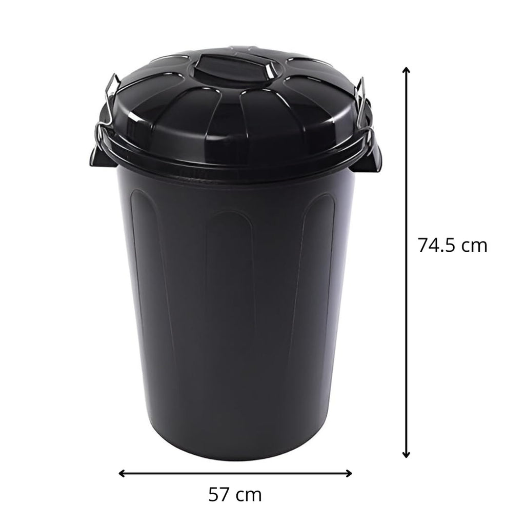 Cubo Basura 100 Litros de capacidad con Tapa. Fabricado en Plastico Resistente, Ideal para Almacenaje de Basura para el Hogar, Oficina o Industria