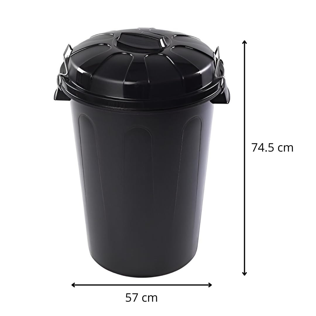 Cubo Basura 100 Litros de capacidad con Tapa. Fabricado en Plastico Resistente, Ideal para Almacenaje de Basura para el Hogar, Oficina o Industria