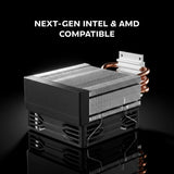 Mars Gaming MCPU-X3, Disipador CPU 190W TDP, 3x Heatpipes, Ventilador PWM FDB, Iluminación FRGB, Diseño Compacto SFF/Mini-ITX, Aletas de Aluminio, Cooler PC con Compatibilidad Intel y AMD, Negro