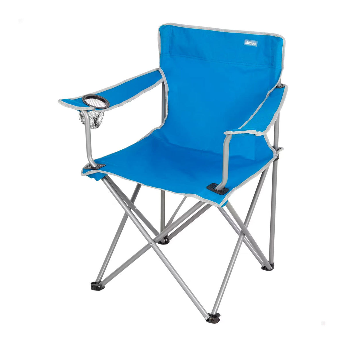 AKTIVE Silla de Camping Plegable Portátil para Camping, Playa y Jardín con Estructura Resistente, Capacidad de hasta 100 kg, 45 x 45 x 80 cm, Azul