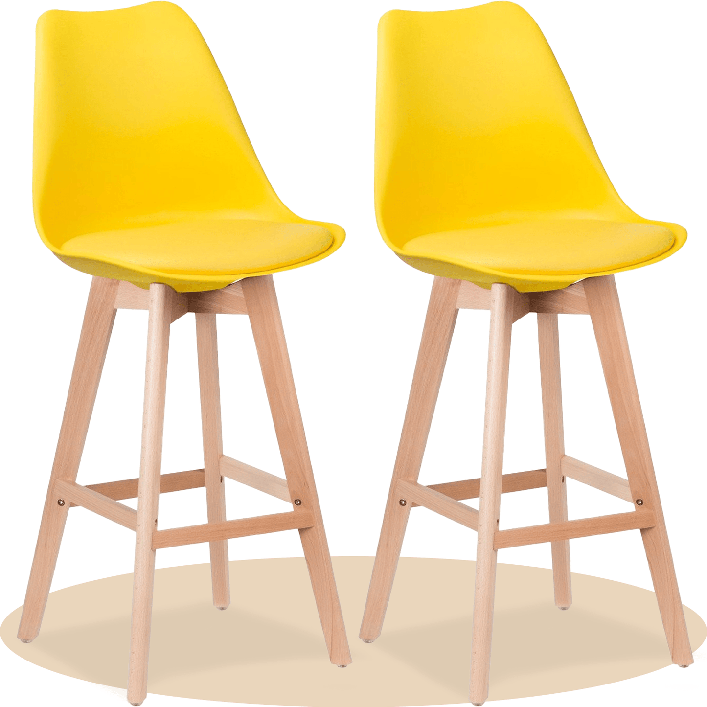 Taburete Alto Cocina con Respaldo, Asiento Blando y Tapizado, Patas Altas Resistentes de Madera de Haya con Reposapiés, Sillas Nórdicas, Ideal para Cocina, Salón, Comedor y Restaurante, 54.5 x 49.5 x 106 cm