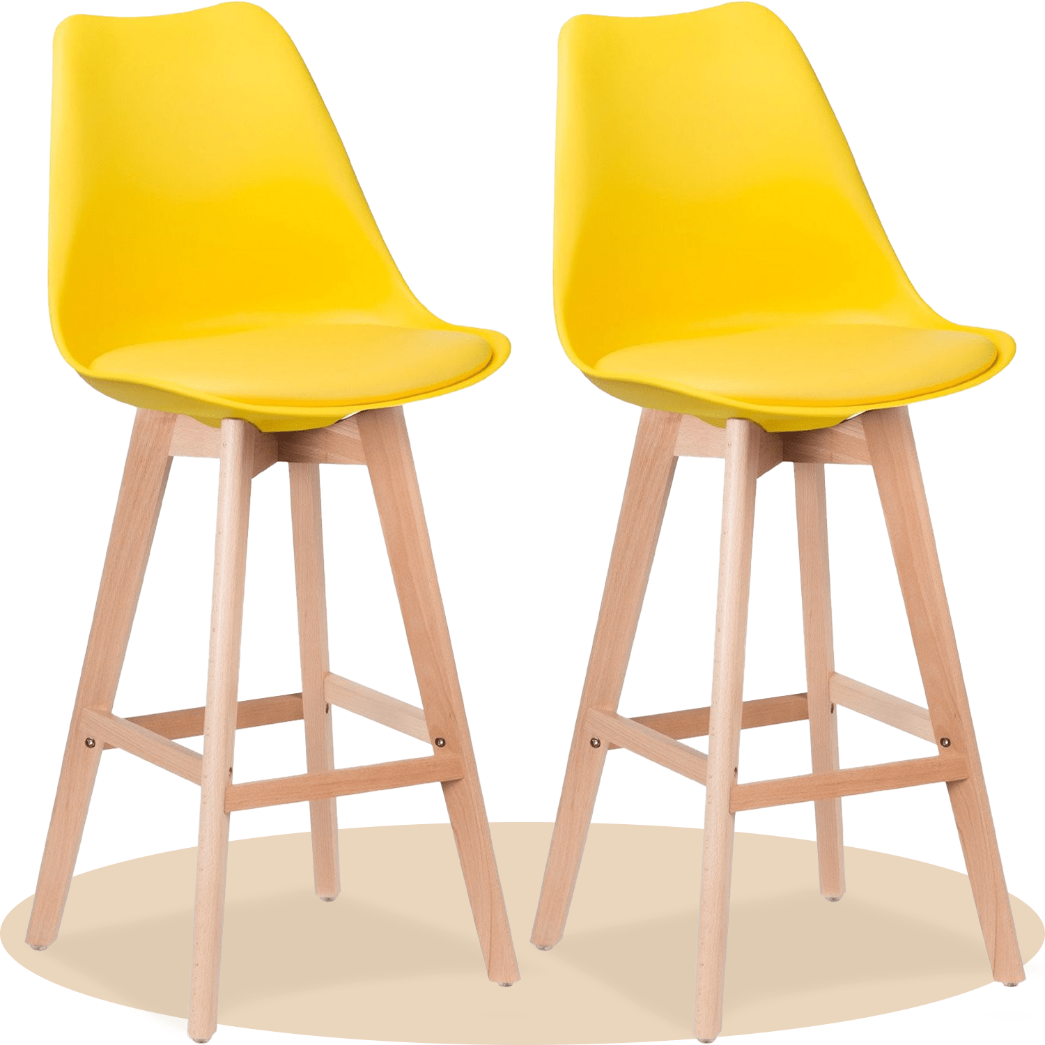 Taburete Alto Cocina con Respaldo, Asiento Blando y Tapizado, Patas Altas Resistentes de Madera de Haya con Reposapiés, Sillas Nórdicas, Ideal para Cocina, Salón, Comedor y Restaurante, 54.5 x 49.5 x 106 cm