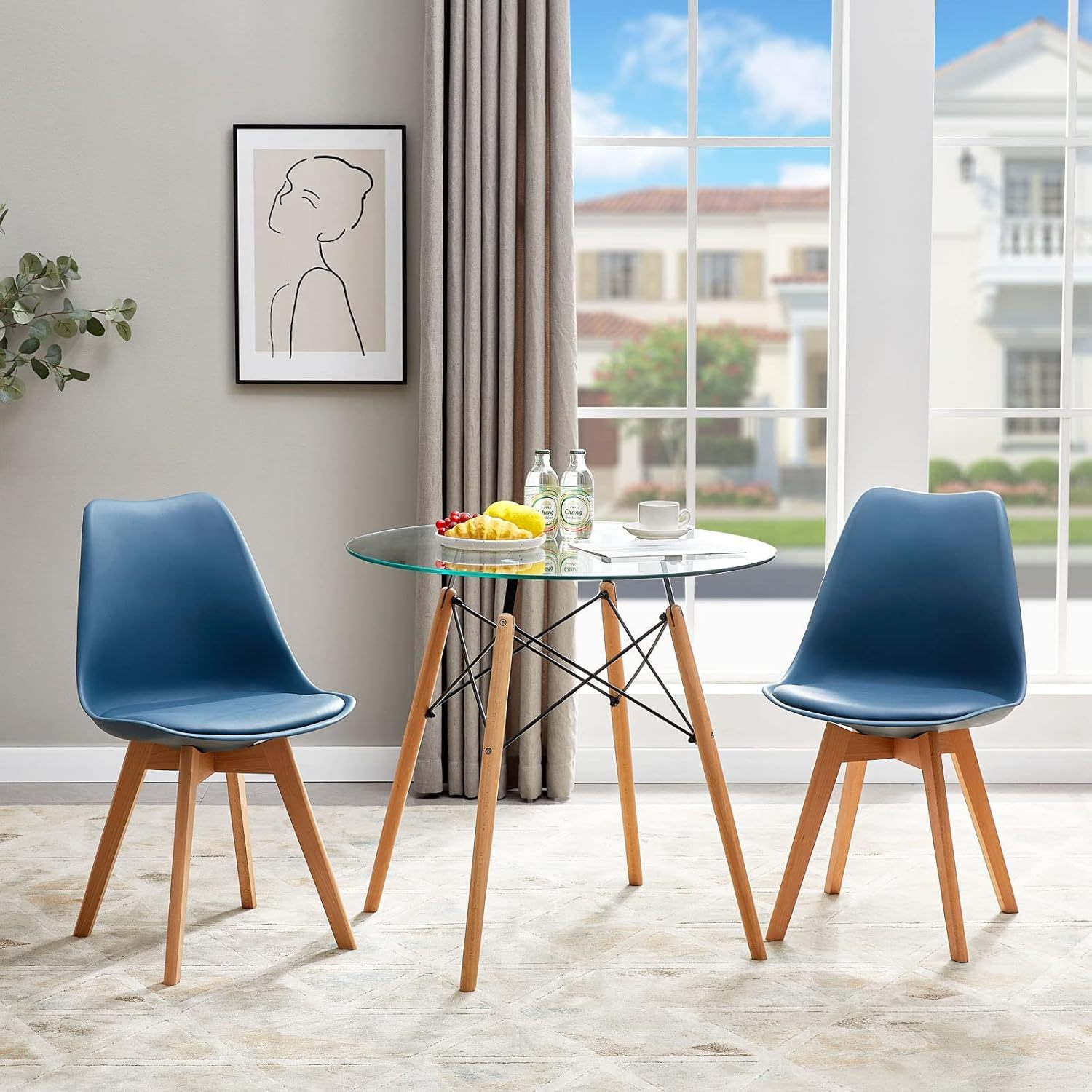 1/2/4/6 Unidad Sillas para Comedor, Sillas para Cocina con Asiento Blando, Tapizado y Patas Resistentes de Madera de Haya, Sillas Nórdicas