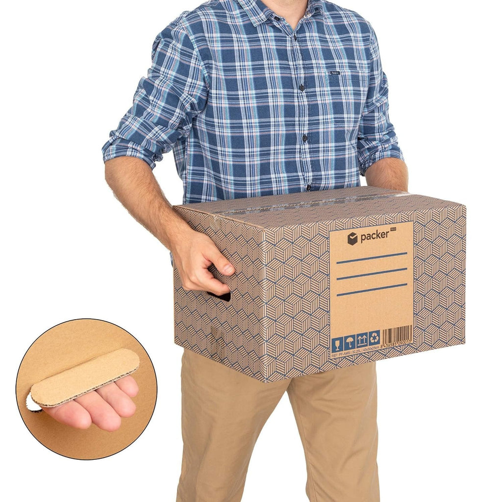 Pack 10 Cajas Carton para Mudanzas y Almacenaje Ultra Resistentes con Asas