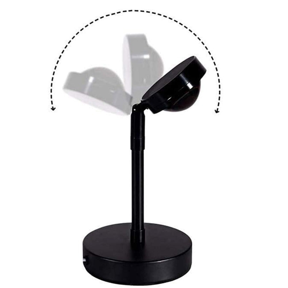 Lámpara Atardecer USB, Proyector de Luz de Puesta de Sol, Lámpara de Proyección de Atardecer, Cable USB, Proyector de 4 Colores con Luz Ambiente, Proyección Circular, Rotación 180º, Aluminio Resistente, Ideal para Decoración y Crear un Ambiente Único