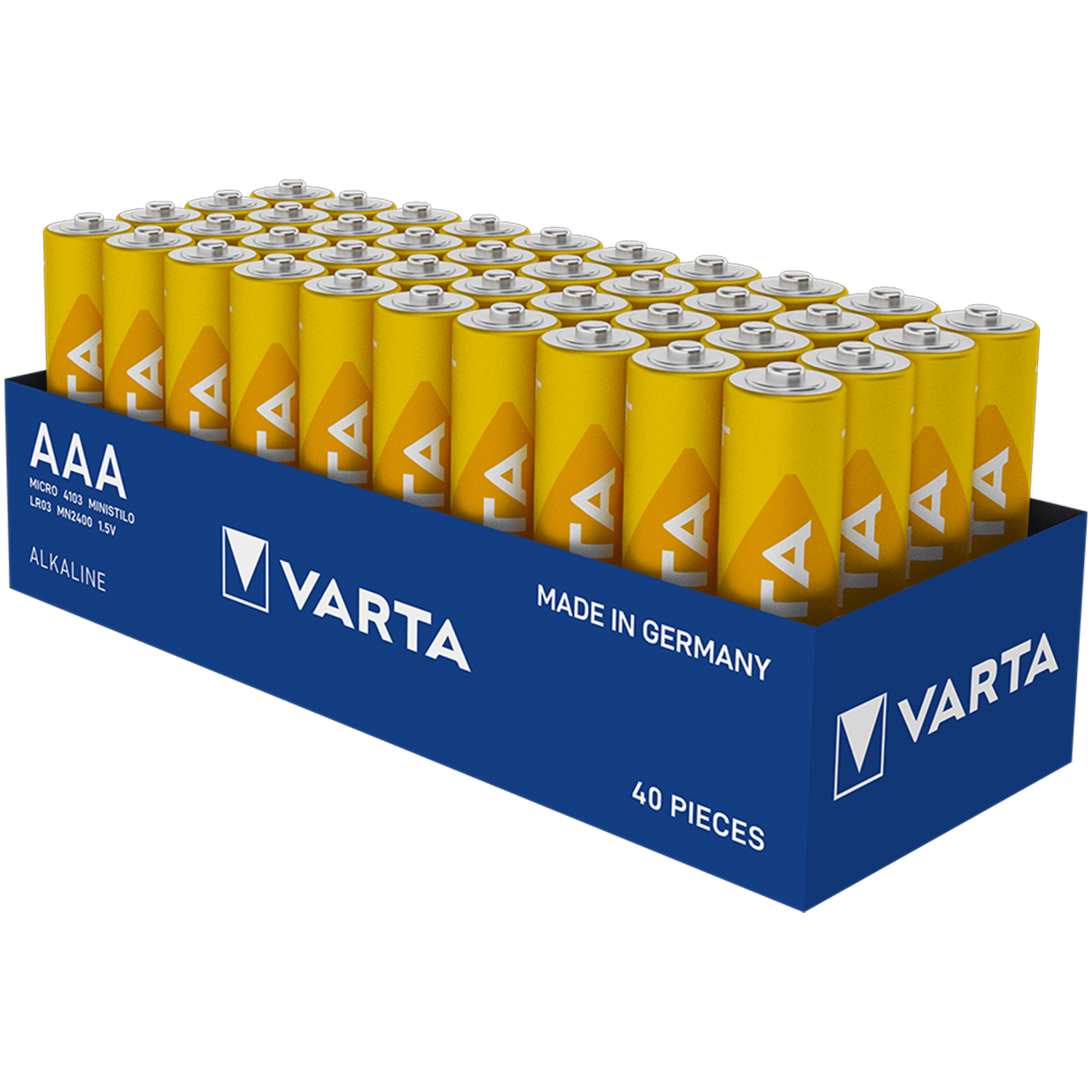 Pilas AAA Alcalinas de Alto Rendimiento, VARTA Longlife, Ultra Larga Duración, Energía Continua, Ideal para Controles Remotos, Juguetes Electrónicos, Linternas, Lámparas, Relojes, Cámaras y Otros Dispositivos de Uso Diario - VARTA