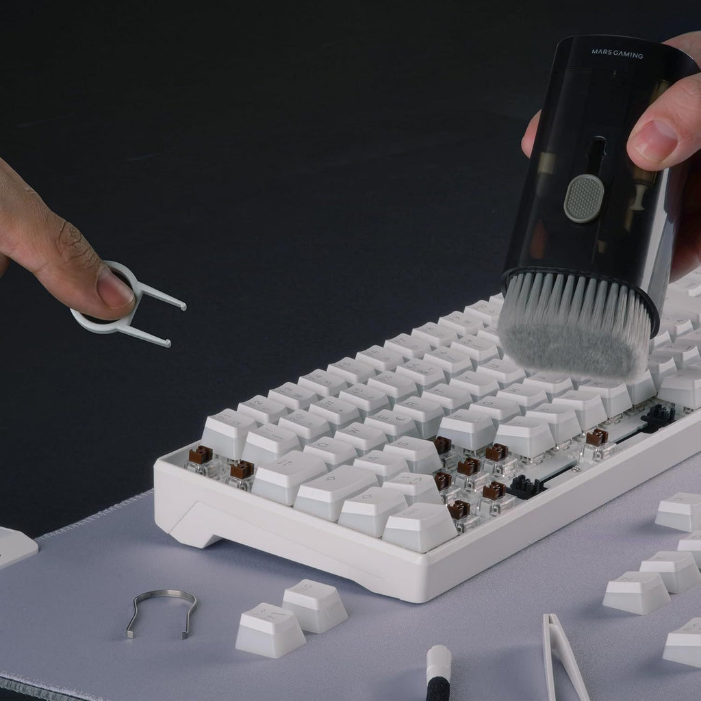 Mars Gaming MA-Kit, Kit de Limpieza Multifunción 21en1, Diseño Compacto y Portátil, Cepillos Suaves y Paño Sin Pelusa, Kit Limpieza Profesional Dispositivos Electrónicos, Extractor de Teclas, Estuche