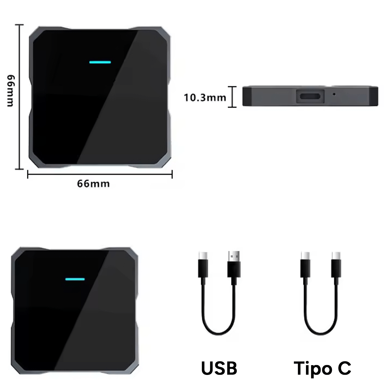 Adaptador CarPlay Inalámbrico compatible con CarPlay y Android Auto con Cable, Bluetooth 5.0, WiFi 5.8GHz, Procesador Quad-Core A53, Soporte Multimedia y Streaming, Diseño Compacto, Listo para Usar