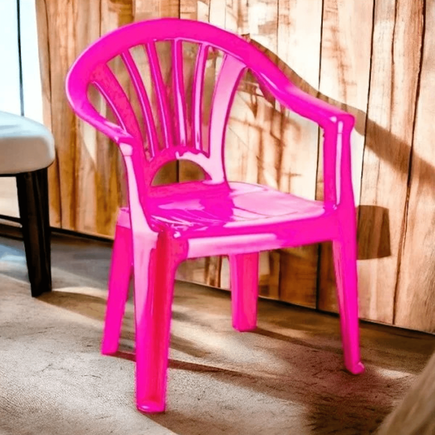 Silla Infantil Plástico para Niños, Color Rosa, Fácil de Limpiar, Resistente y Cómoda, 28 x 36 x 50 cm