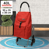 Carro Compra con Bolsillo Frontal y Lateral, Carro con 6 Ruedas Pivotantes para Trepar Escalones y Bordillos, Con Capacidad de hasta 40 Litros, Ruedas Grandes Resistentes y Estables Ideales para Facilitar el Transporte y Llevar mejor el Peso