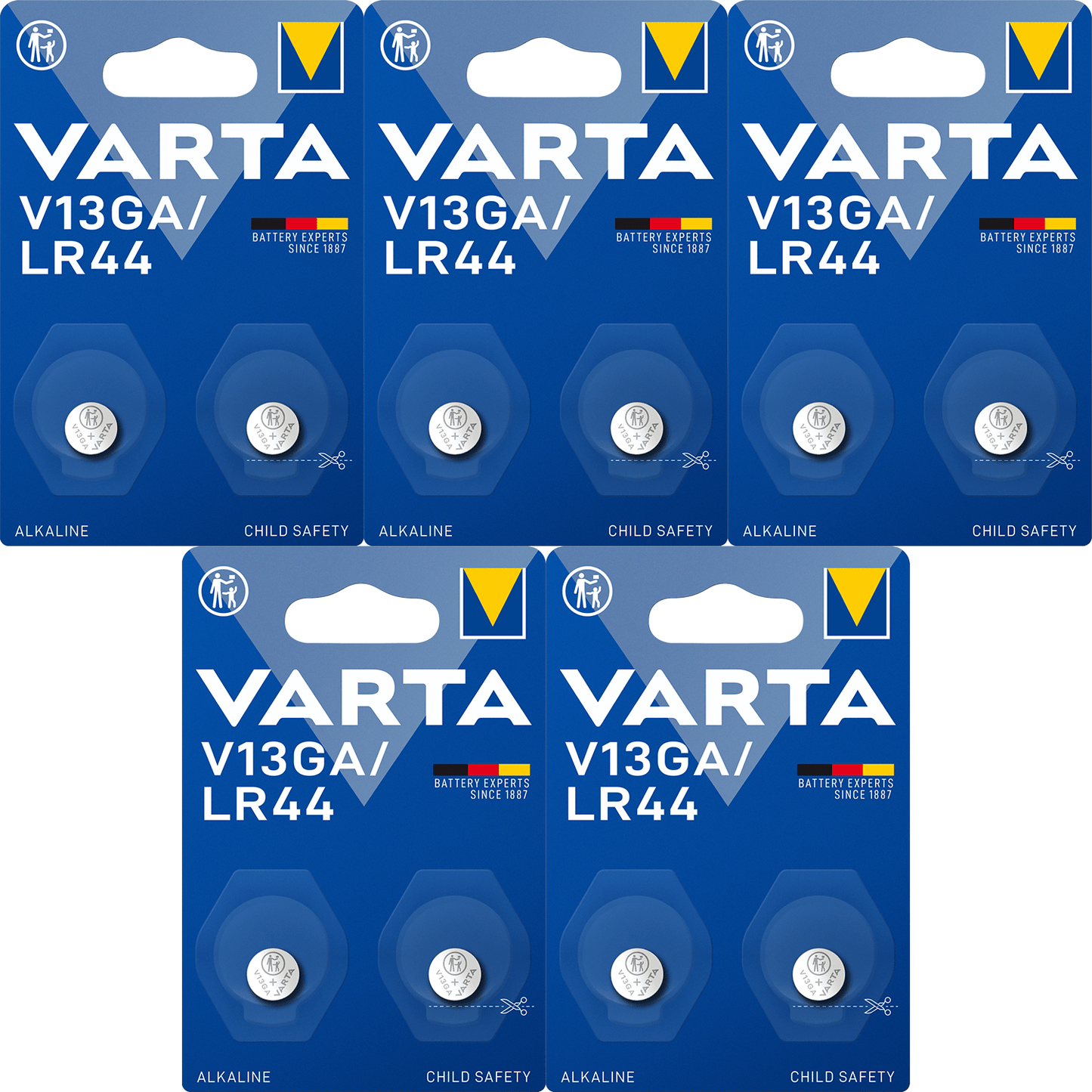 Pilas Boton LR44 V13GA Alcalinas de Alto Rendimiento, Larga Duración, Para Uso Diario, Ideal para Juguetes, Mandos a Distancia, Llaves del Coche, Relojes Electrónicos, Calculadoras, Equipos Deportivos, Sensores y Otros Dispositivos Pequeños - VARTA