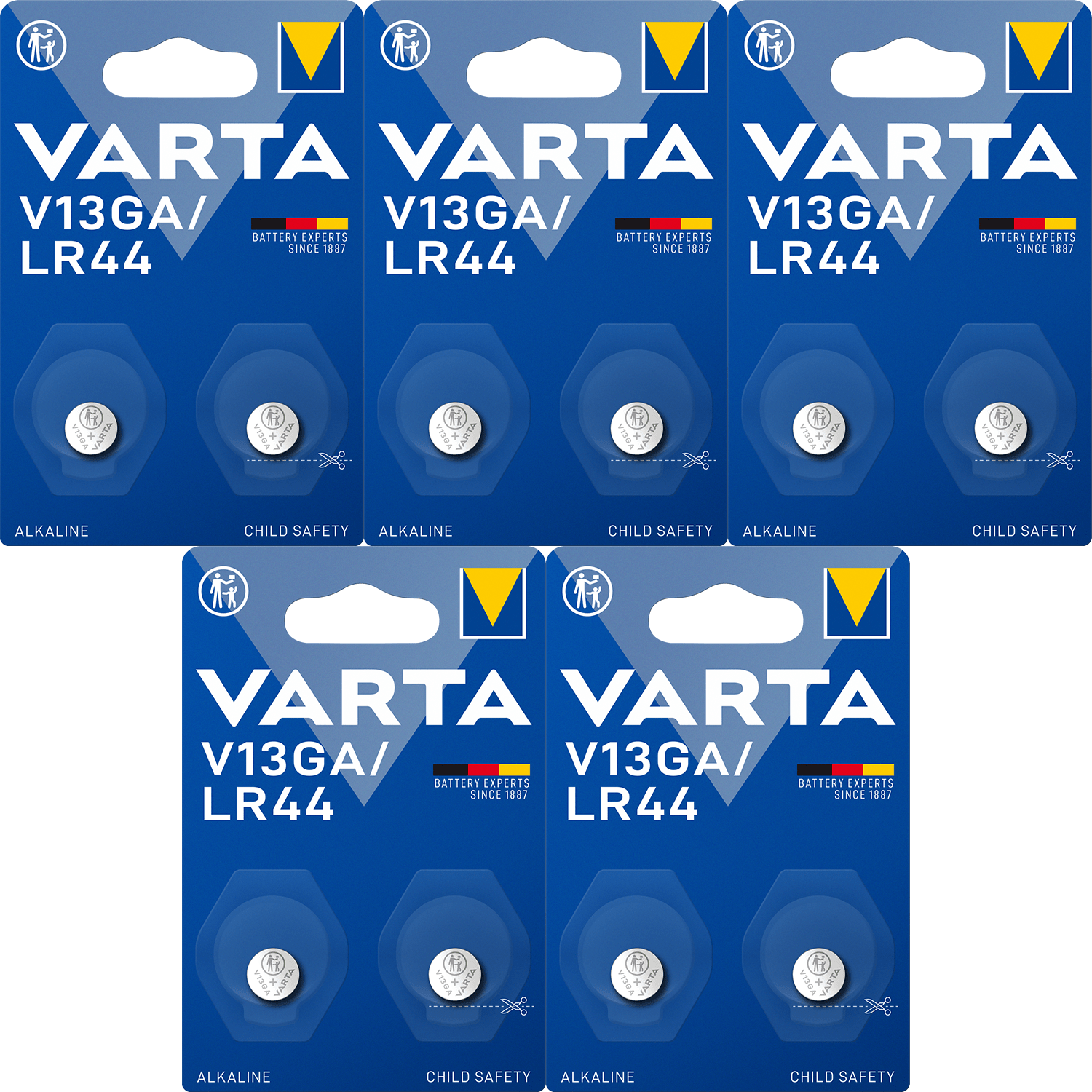 Pilas Boton LR44 V13GA Alcalinas de Alto Rendimiento, Larga Duración, Para Uso Diario, Ideal para Juguetes, Mandos a Distancia, Llaves del Coche, Relojes Electrónicos, Calculadoras, Equipos Deportivos, Sensores y Otros Dispositivos Pequeños - VARTA