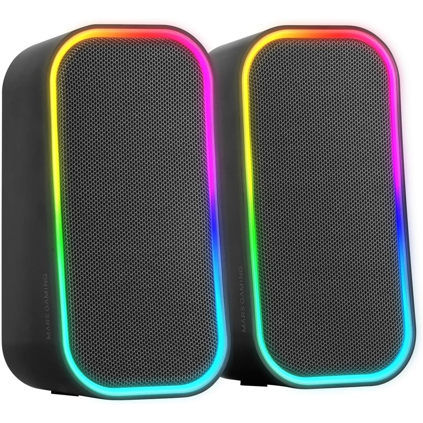 Mars Gaming MS-OM, Altavoces Gaming 20W, Iluminación Dinámica RGB, Altavoces Bluetooth 5.3 + AUX-IN, Caja de Control de Volumen, Chipset DSP Personalizado, Compatibilidad Universal, Negro