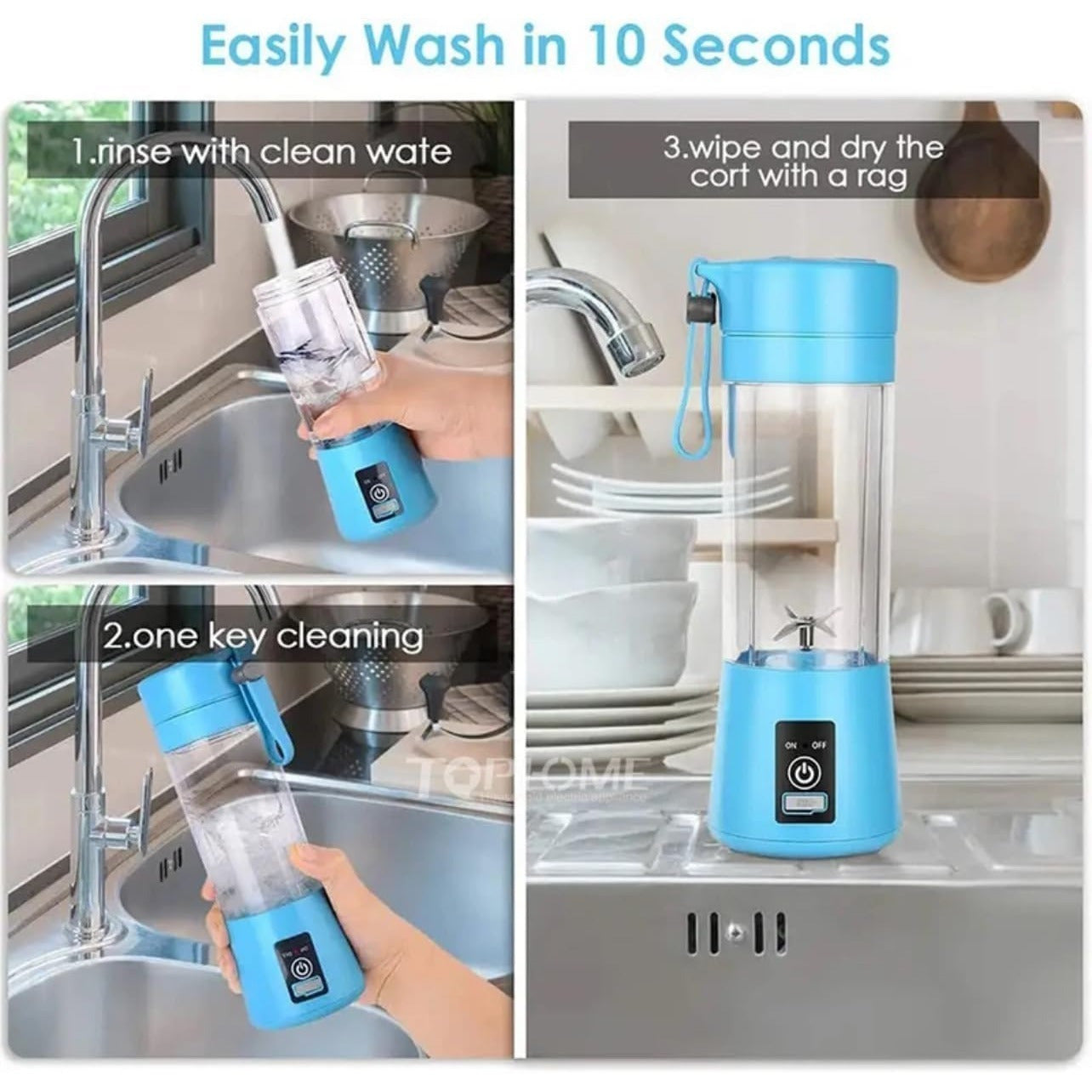 Licuadora Portatil Zumos y Batidos, Batidora para Frutas y Verduras, 6 Cuchillas de Acero, Vaso de 380ml de Capacidad, Ideal para Llevar, Cable de Carga USB, Batería de 800 mAh, 22000 RPM