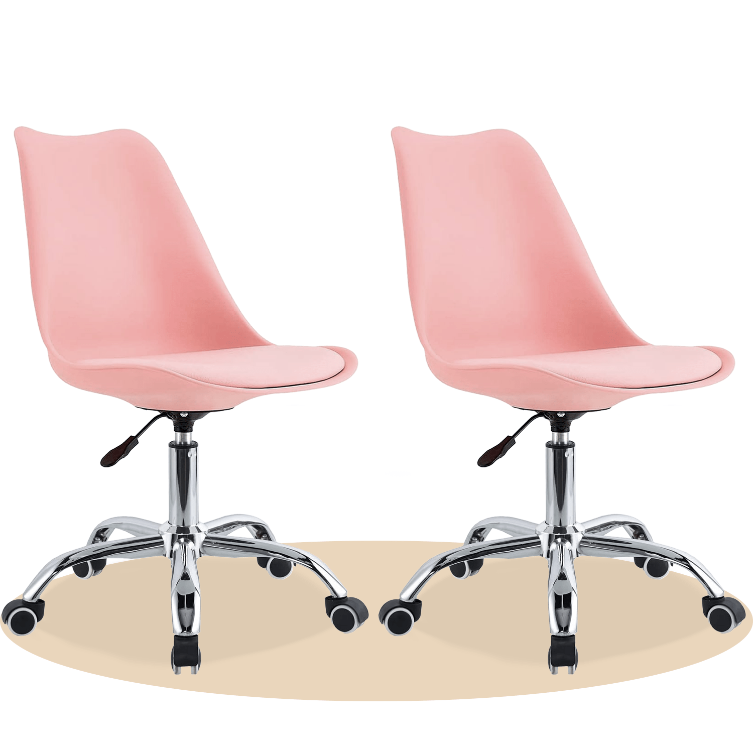 Silla Escritorio Ergonómica con Ruedas, Silla Oficina Giratoria con Altura Ajustable, Acolchada, Estilo Nórdico, Ideal para Estudio y Oficina