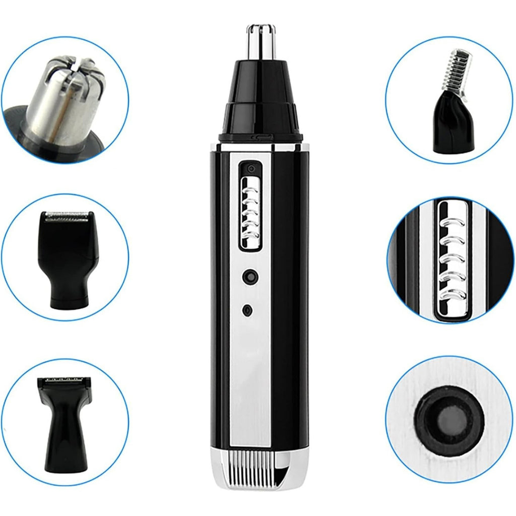 Corta Barba Hombre 4 en 1, Corta Pelos Nariz y Orejas, Barba, Patillas y Cejas, Carga USB, Perfecto para Casa y Viaje, Batería 400 mAh