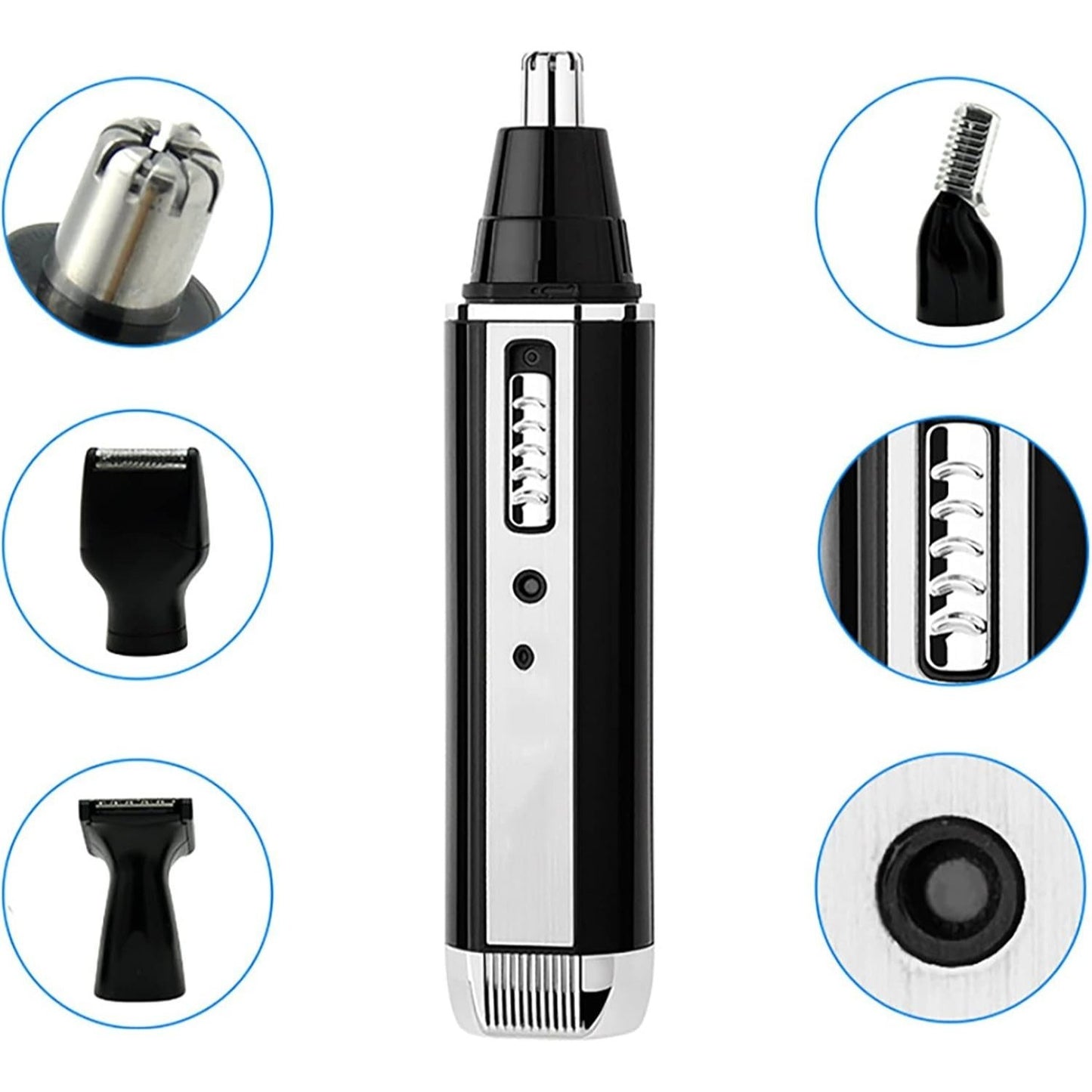 Corta Barba Hombre 4 en 1, Corta Pelos Nariz y Orejas, Barba, Patillas y Cejas, Carga USB, Perfecto para Casa y Viaje, Batería 400 mAh