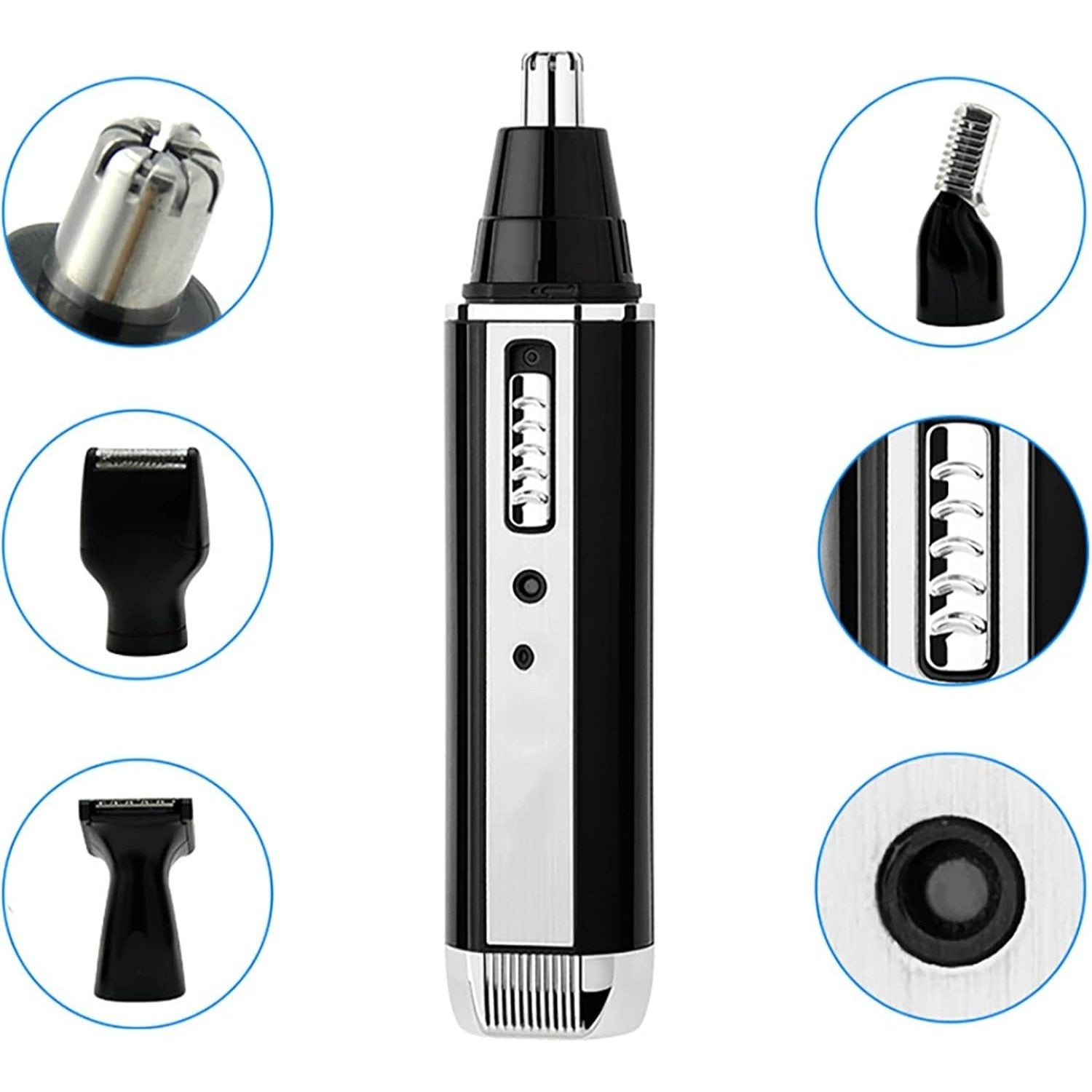 Corta Barba Hombre 4 en 1, Corta Pelos Nariz y Orejas, Barba, Patillas y Cejas, Carga USB, Perfecto para Casa y Viaje, Batería 400 mAh