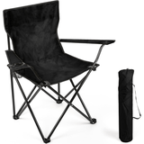 Pack x2 Sillas Plegables Camping con Respaldo y Apoyabrazos para Exterior, Acampada, Pescar y Picnic de 50 x 50 x 80 cm, Resistente y Compacta, Soporta hasta 120kg, Negro