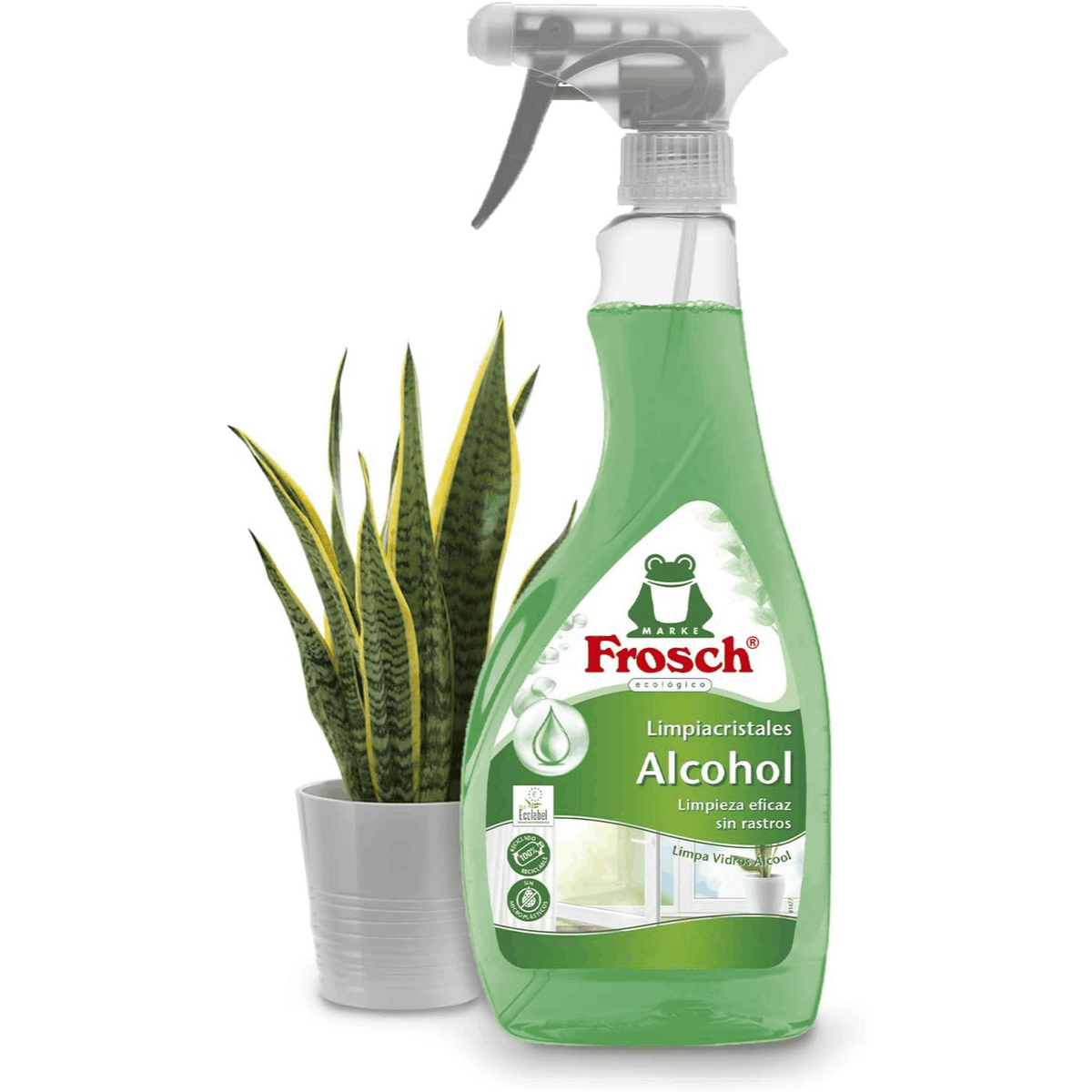 Frosch Limpia Cristales, Limpieza Eficaz de Cristales y Superficies Lisas, Sin Rastros, 500 ml
